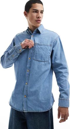 Jack & Jones long sleeve denim shirt in light blue