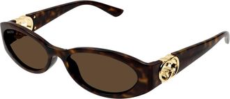 Gucci Zonnebrillen - Dames - Zonnebrillen - Bruin - 52 MM - Nylon - Accessoires