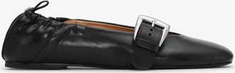 Ganni Black Buckle Strap Ballerinas in - Size 35 Oleatex&acirc;&cent;