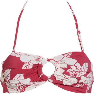Roxy Hibiscus Hideaway Ring Bandeau Bikini Top in Holly Berry at Nordstrom Rack, Size Medium