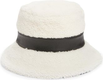 Gigi Burris Millinery Molly Genuine Shearling Bucket Hat in Ivory at Nordstrom, Size Medium