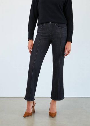 FDJ Olivia Pintuck Wide Leg Denim Jean In Black Wash