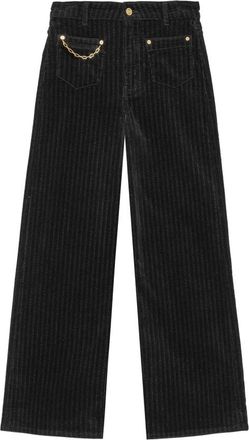 Ganni Zwarte Corduroy Broek - Dames - Wijde Broeken - Zwart - W30 - Katoen - Broeken