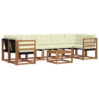 vidaXL Conjunto De Sof&aacute;s De Exterior Con Coj&iacute;n 8 Pcs Natural Y Crema Vidaxl