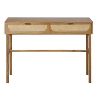 Maisons du monde Consola con 2 cajones color avellana de rat&aacute;n trenzado