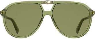 Longchamp Roseau 58mm Aviator Sunglasses in Transparent Green at Nordstrom