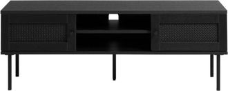 Meubles et Design Mueble de TV 2 puertas 2 estantes de madera y metal L120cm - Negro