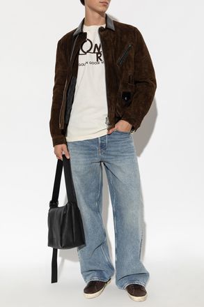 Golden Goose T-shirt With Logo, Mens, Cream
