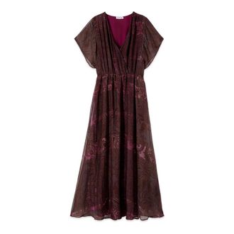 Oltre Flare Jurk - Dames - Avondkleed - Bruin - XL - Polyester - Kleedjes