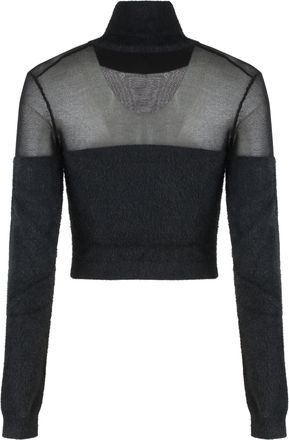 Elisabetta Franchi Womens Cropped Turtleneck Sweater With Logo Details Black Polyamide