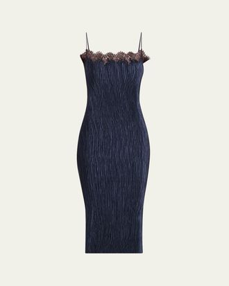 FFORME Lumi Pleated Satin Midi Dress
