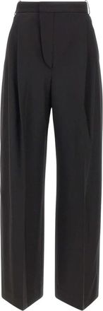 Victoria Beckham Charlee Broeken - Dames - Wijde Broeken - Zwart - 2XS - Wol - Broeken