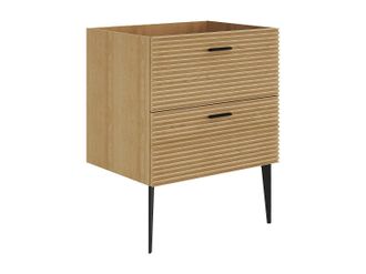 Vente-Unique Mueble bajo lavabo estriado con pies - 2 cajones - Natural claro - 60 cm - SARONE