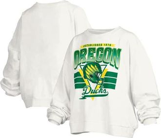 Pressbox Womens Pressbox White Oregon Ducks Janice Retro Logo Oversized Pullover Sweatshirt at Nordstrom, Size Xx-Large