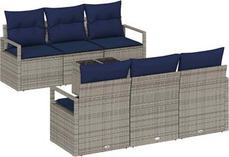vidaXL Juego De Sof&aacute; 7 Uds. 6-n&uacute;mero De Plazas Gris Y Marino Vidaxl