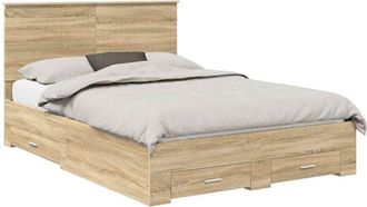 vidaXL Bed Frame with Drawer Sonoma Oak 135 x 190 cm Engineered Wood vidaXL