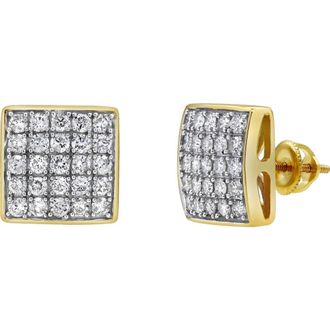 LuvMyJewelry Block Beat 14K Yellow Gold Diamond Stud Earrings - 1ct. at Nordstrom