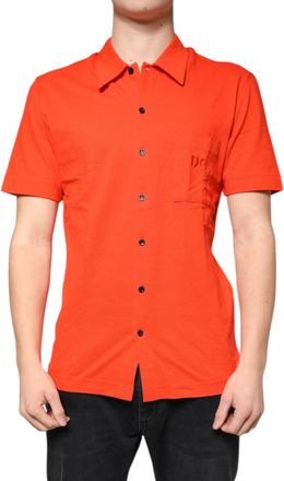 Dolce & Gabbana Mens Orange Cotton Button Down Casual Polo Shirt