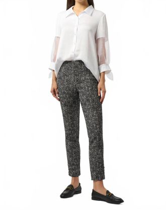 Joseph Ribkoff Abstract Jacquard Straight Pull-On Pants In Black/off White