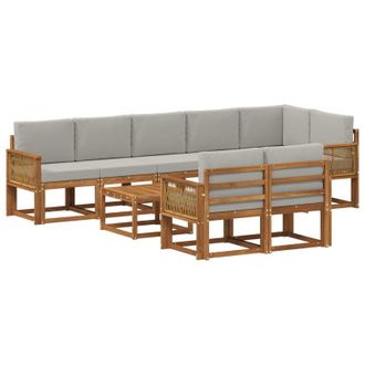 vidaXL Conjunto De Sof&aacute;s De Exterior 9 Pcs Natural Y Gris Claro Vidaxl