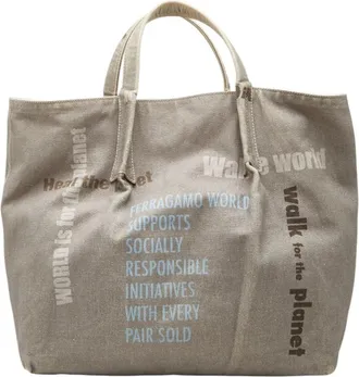 Ferragamo Gray Multi-Color Canvas Handbag Tote Bag (Pre-Owned)