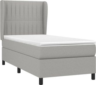 vidaXL Vidaxl - Cama Box Spring Con Colch&oacute;n Tela Gris Claro 90x190 Cm
