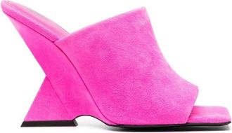 The Attico Fuchsia Square-Toe Mules - Dames - Sleehakken - Roze - 37 EU - Leer - Schoenen