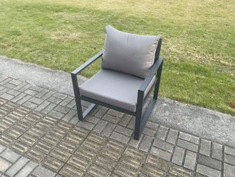 Fimous Aluminium Outdoor Garden Chair Patio Armchair Single Sofa for Balcony, Terrace, Swimming Pool Dark Grey