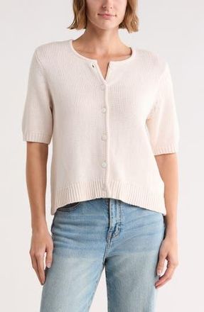 Splendid Fisher Short Sleeve Cotton Blend Cardigan in Moonstone at Nordstrom Rack, Size X-Small