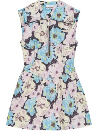 Ganni Mini-jurk met print - Blauw