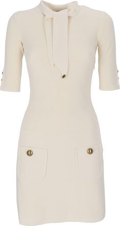 Elisabetta Franchi Short Ribbed Knit Dress With Neck Tie