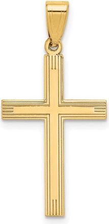 Diamond2Deal 14k Yellow Gold Polished Laser Etched Cross Charm Pendant