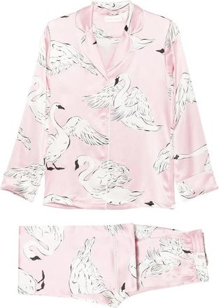 Olivia Von Halle Lila Selene Swan-print Pajamas