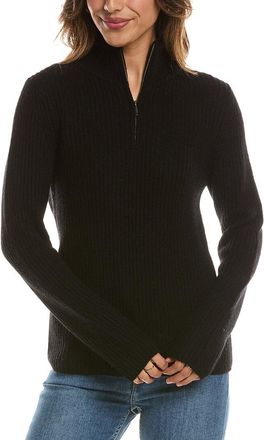 Fort&eacute; Cashmere Zip Mock Neck 100% Cashmere Sweater