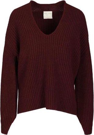 Forte_Forte Truien & Vesten, Dames, Rood, M, Wol, Wollen V-hals Trui van Kasjmier