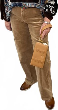 Hem & Thread Wide Leg Corduroy Pant In Taupe