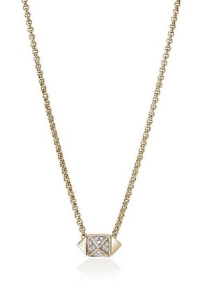 John Hardy Icon Stud Pav&eacute; Diamond Pendant Necklace in Gold at Nordstrom, Size 18