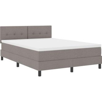 vidaXL Box Spring Bed with Headboard Manual Taupe 140 x 200 cm Fabric vidaXL