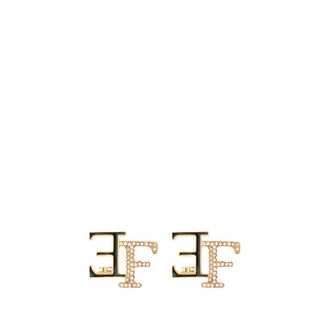 Elisabetta Franchi Logo-plaque Crystal-embellished Earrings