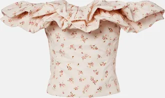 Markarian Dalia floral off-shoulder cotton top