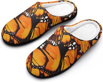 Generic Monarch Butterfly Wings Mens House Slippers Memory Foam Washable Cotton Slip on Home Shoes