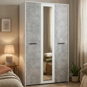 Dmora Guardaroba 3 Ante Lavagno, Armadio Camera Da Letto Appendiabiti, 5 Ripiani, 3 Ante, 119x53 Cm Bianco
