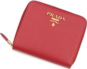 Prada Red Color Leather Wallet (Bi-Fold) (Pre-Owned)