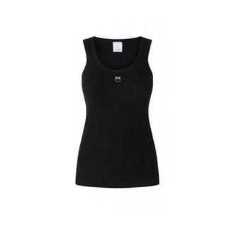 Pinko Pinko, Tops, Dames, Zwart, M, Katoen, Calcolatore Tanktop