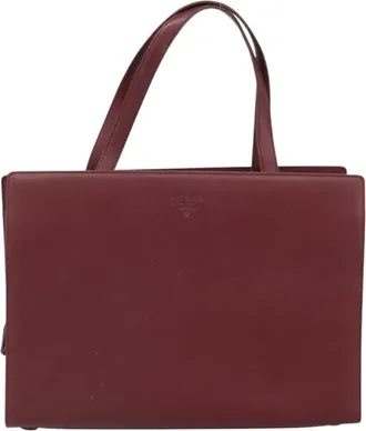 Prada Vintage Handbag Leather Burgundy Leather Handbag (Pre-Owned)