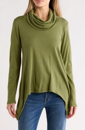 Go Couture Cowl Neck Asymmetric Sweater in Aventurine at Nordstrom Rack, Size X-Large