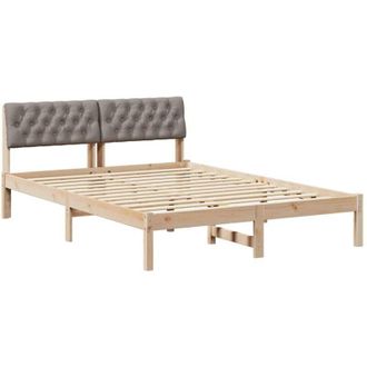 vidaXL Estructura De Cama Con Cabecera Marr&oacute;n Y Taupe 135 X 190 Cm Vidaxl