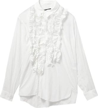 Comme Des Gar&ccedil;ons Shirt met Ruches - Dames - Overhemden - Wit - S - Leer - Overhemden