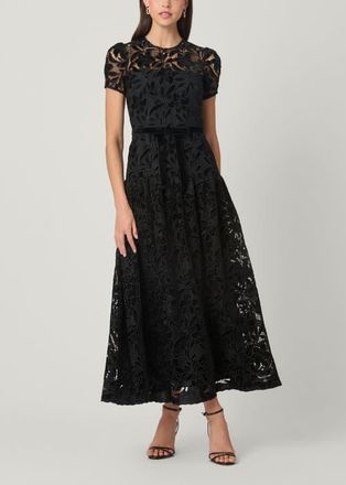 Shoshanna Midnight Farah Velvet Lace Dress in Jet at Nordstrom, Size 12