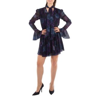 Rotate Ladies Parachute Purple Chiffon Flowy Mini Dress, Brand Size 40 (US Size 6)